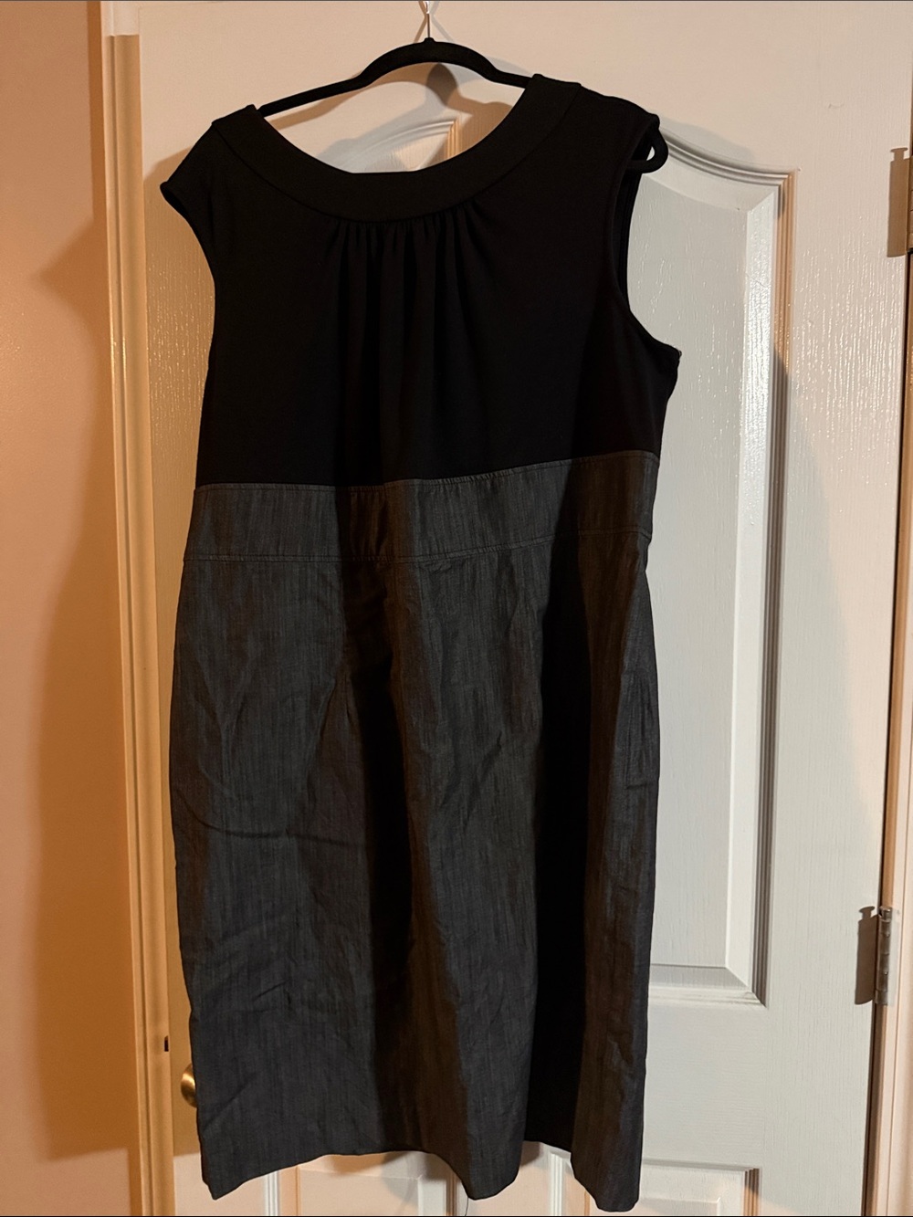 Calvin Klein Black and Charcoal Two-Tone Midi Dress